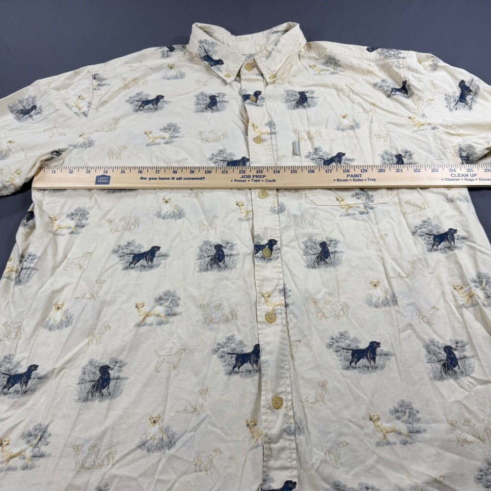 Woolrich Mens XL Moccasin Dogs Print Shirt Cotton Short Sleeve Button Down 6169 - Picture 3 of 8